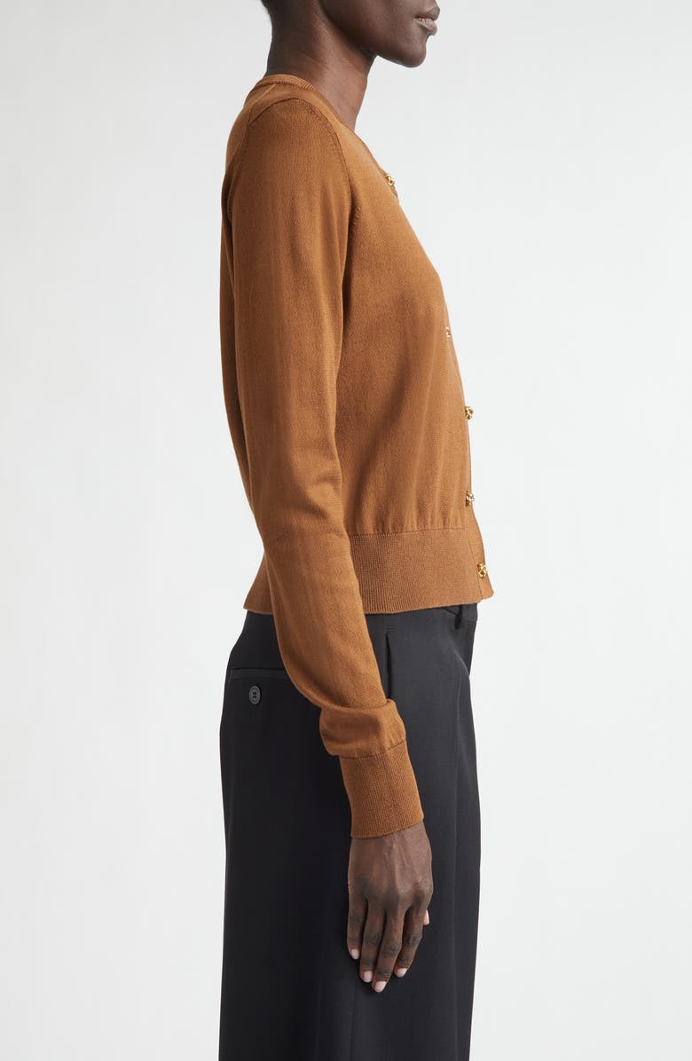 Altuzarra Maddox Cotton & Silk Cardigan, Alternate, color, Toffee