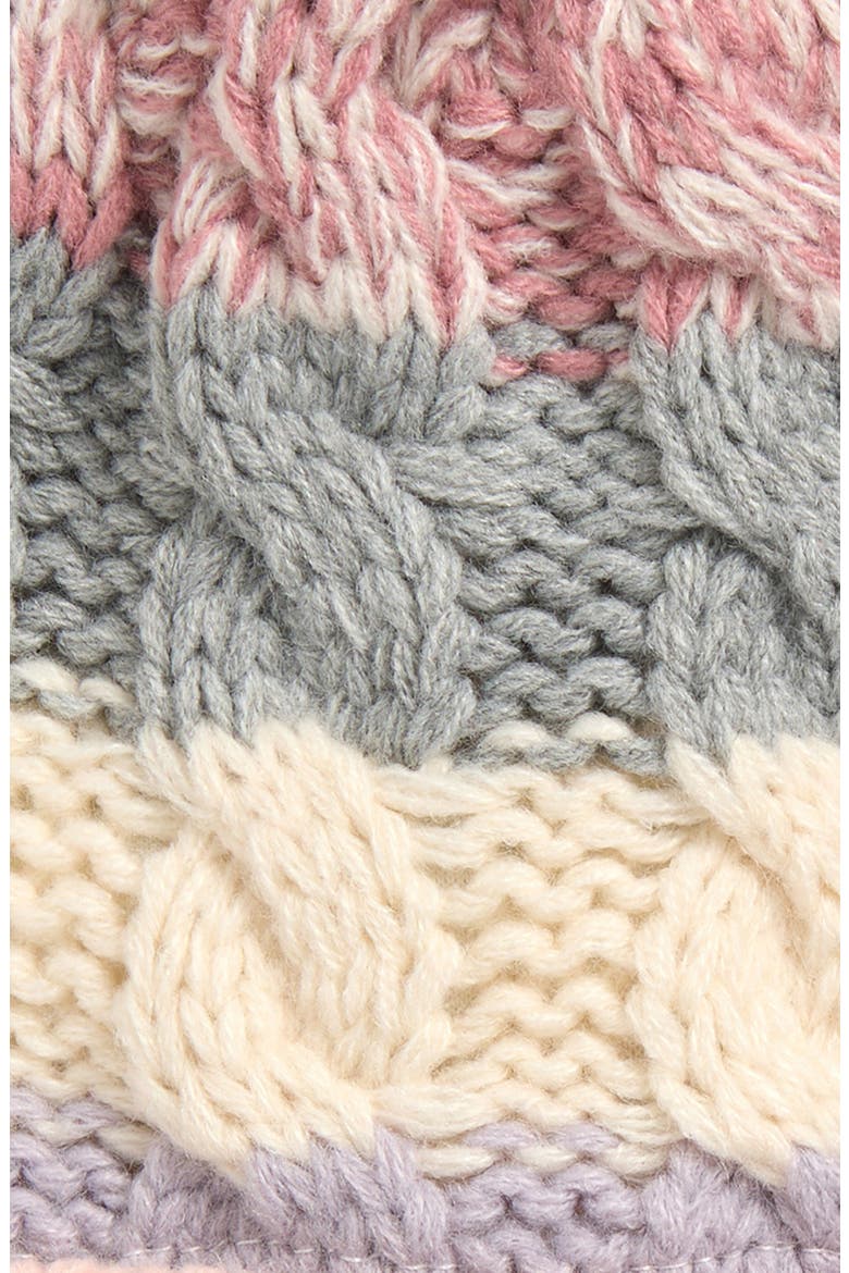 Kids' Stripe Cable Knit Pompom Beanie & Gloves Set, Alternate, color, MAUVE