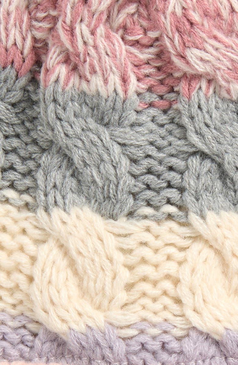 Capelli New York Kids' Stripe Cable Knit Pompom Beanie & Gloves Set, Alternate, color, Mauve