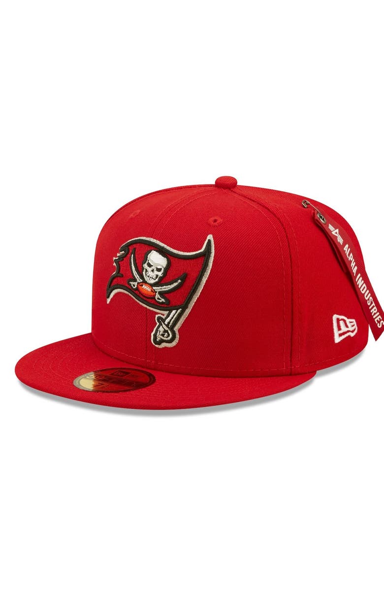 New Era x Alpha Industries Men's New Era x Alpha Industries Scarlet Tampa Bay Buccaneers Alpha 59FIFTY Fitted Hat, Alternate, color, Scarlet