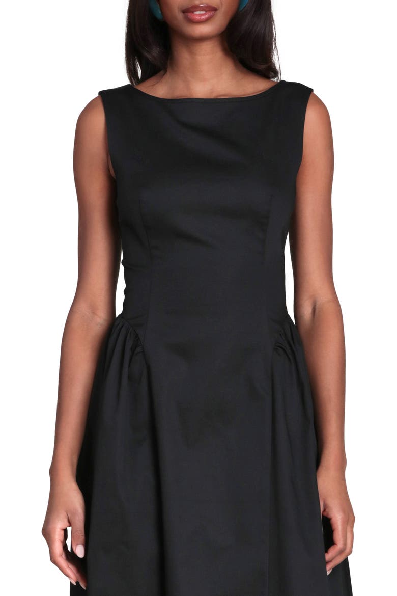 Fit & Flare Midi Dress, Alternate, color, BLACK