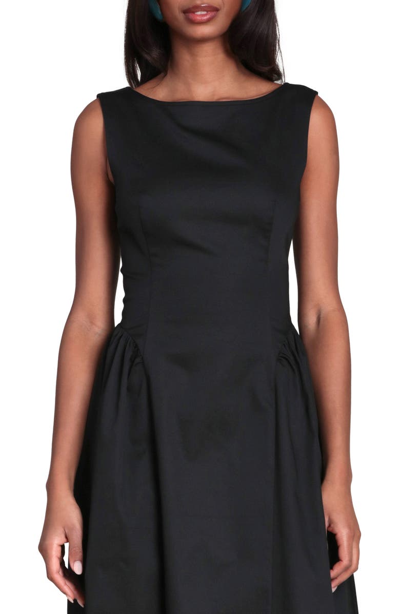 Avec Les Filles Fit & Flare Midi Dress, Alternate, color, Black