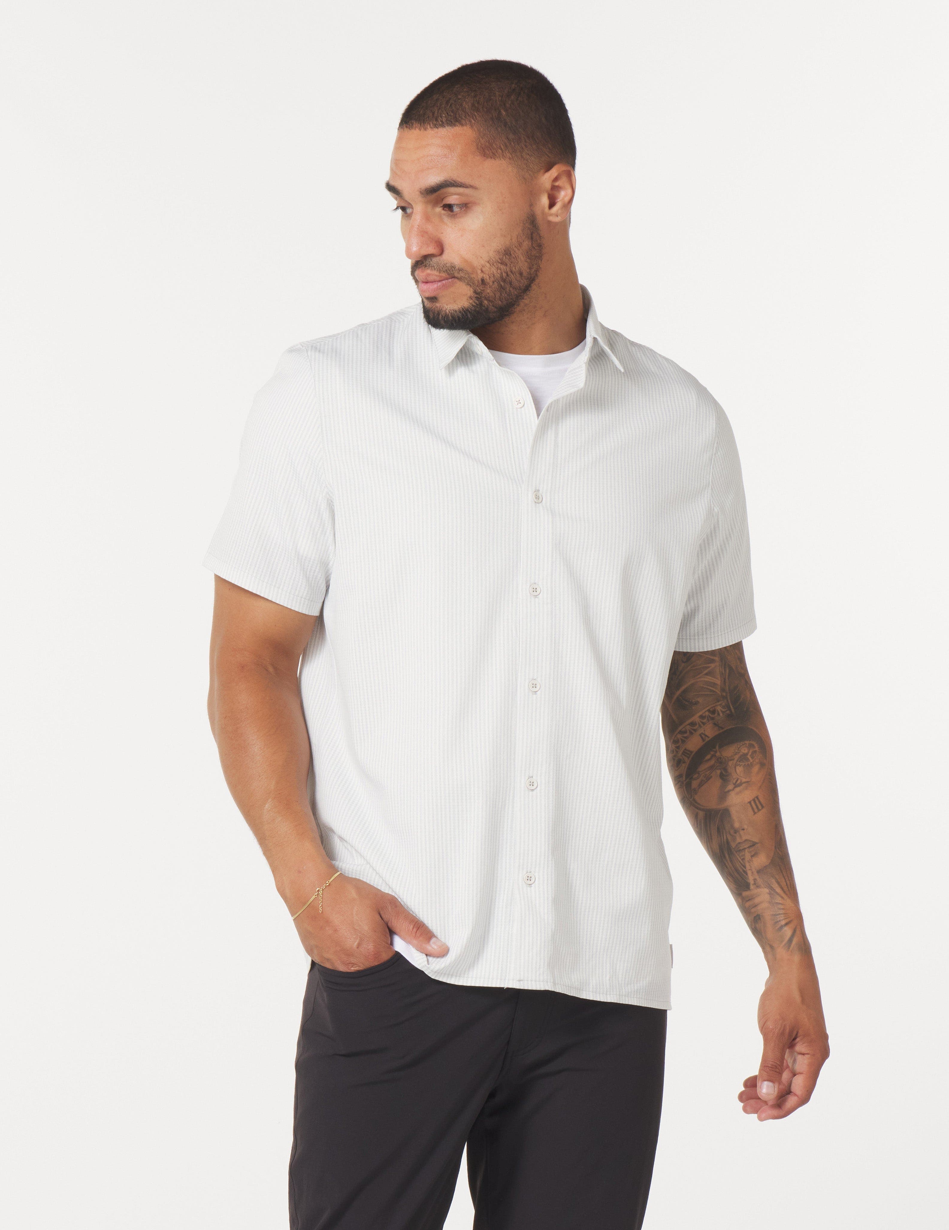 Ash Grey Stripe Print