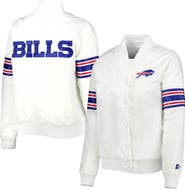 STARTER Women's Starter White Buffalo Bills Line Up Satin Full-Snap Varsity Jacket