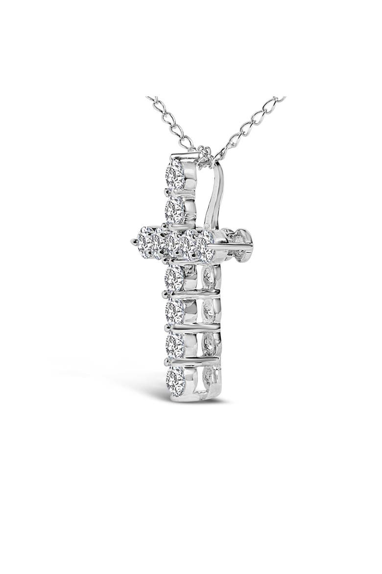 14K Gold 1/2 Cttw Lab Grown Diamond 11 Stone Cross Pendant Necklace, Alternate, color, White