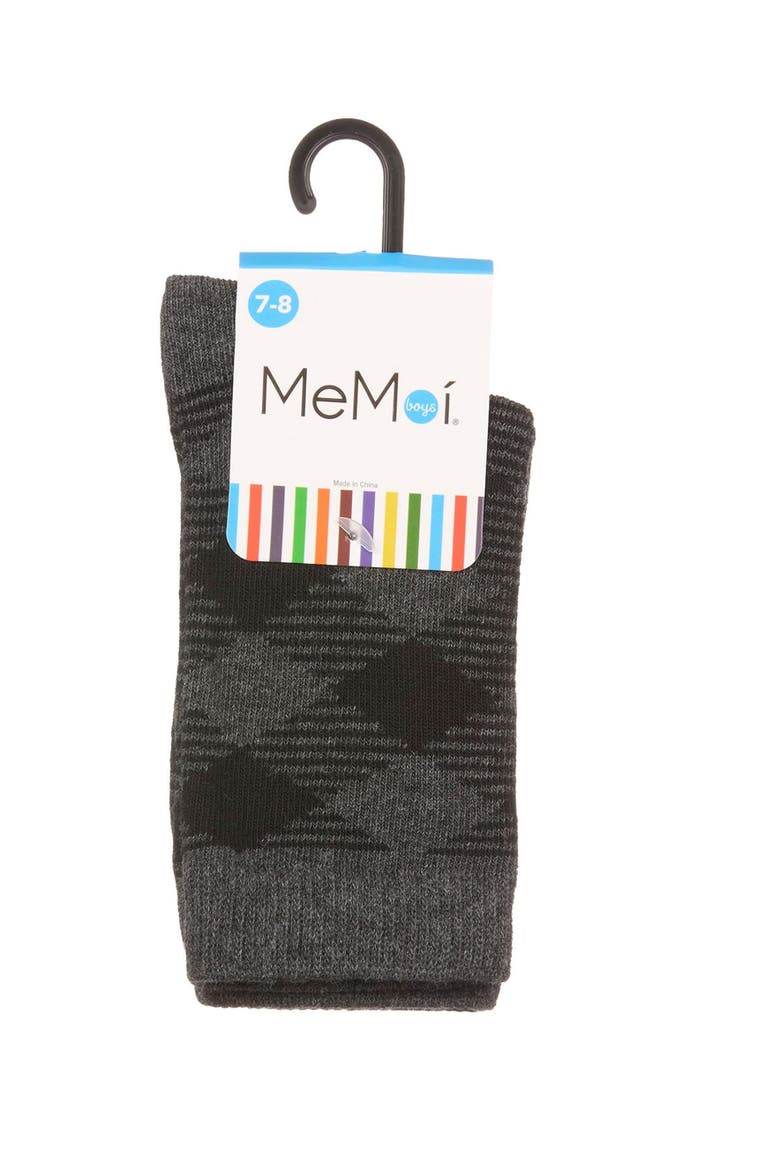 Argyle Fine-Gauge Crew Sock, Alternate, color, Dark Gray Heather