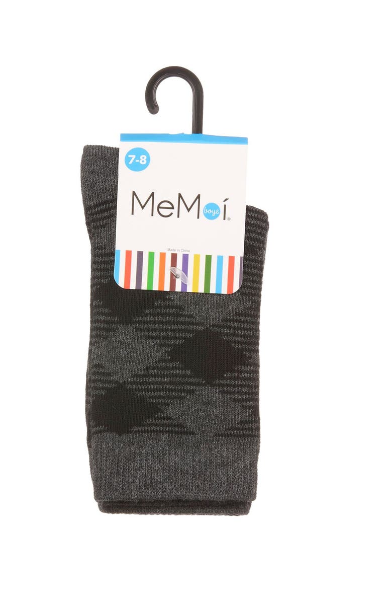 MeMoi Argyle Fine-Gauge Crew Sock, Alternate, color, Dark Gray Heather