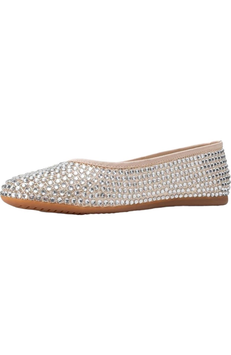 Prologue Shoes Runway Mesh Embellished Ballet Flat, Alternate, color, Beige Faux Leather
