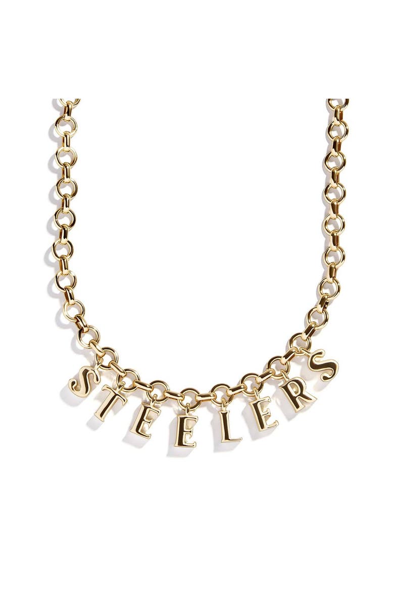 Pittsburgh Steelers Wordmark Charm Necklace, Main, color, Gold