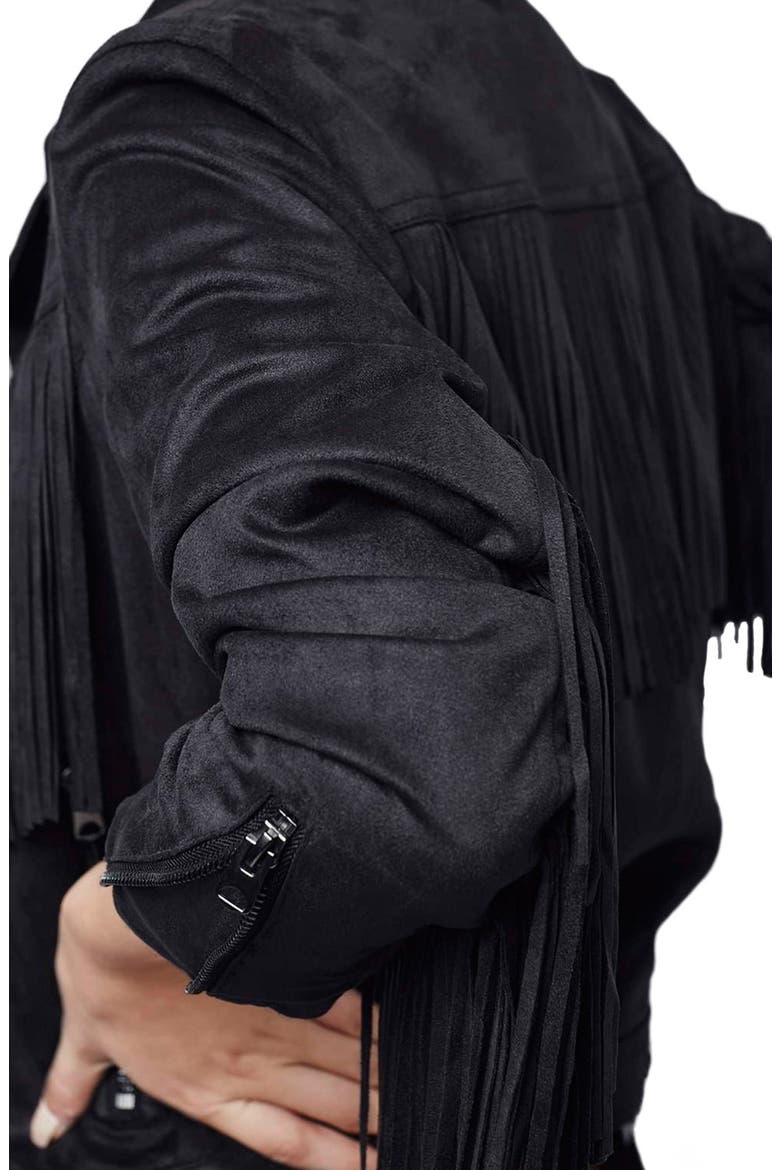 'Fliss' Asymmetrical Faux Suede Biker Jacket, Alternate, color, NAVY BLUE