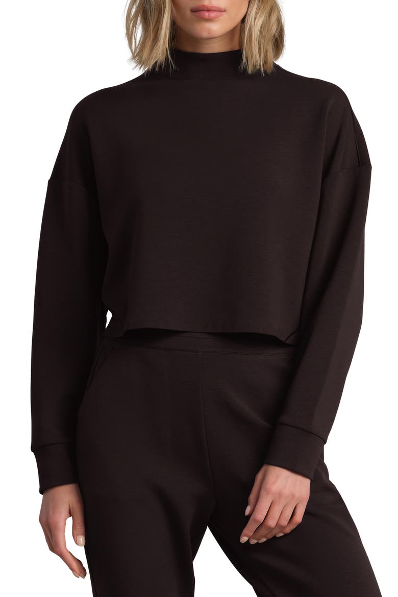 DreamGlow Mock Neck Crop Sweatshirt, Main, color, DARK ESPRESSO