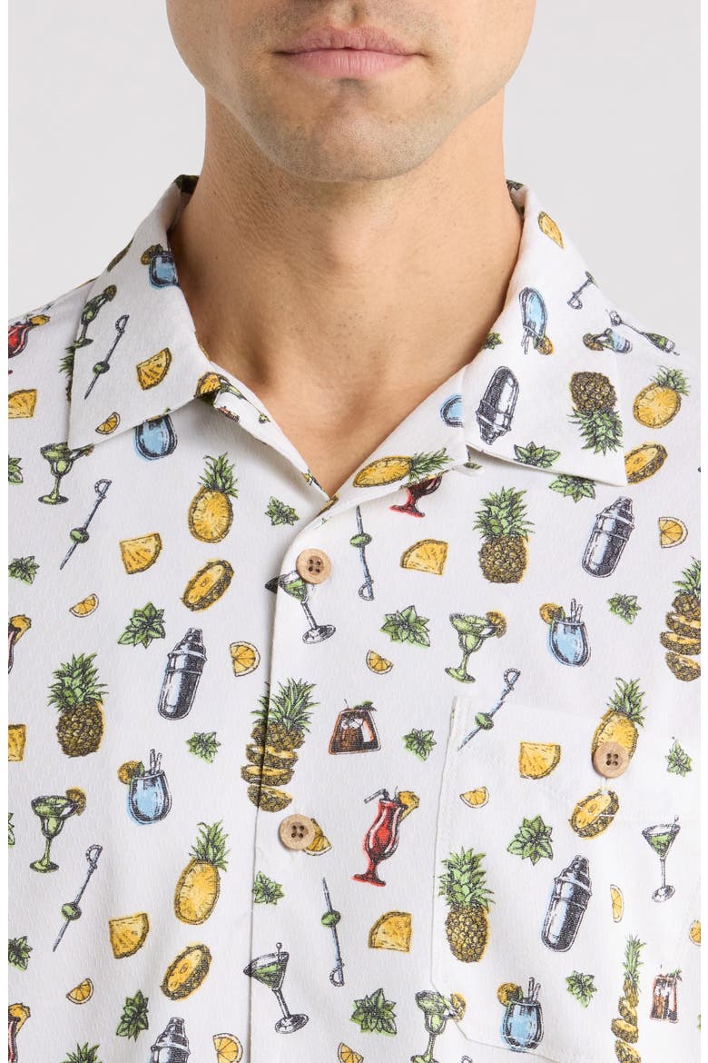 Coastal Ease Shake & Sip Cocktail Print IslandZone® Camp Shirt, Alternate, color, LIGHT SANDDOLLAR