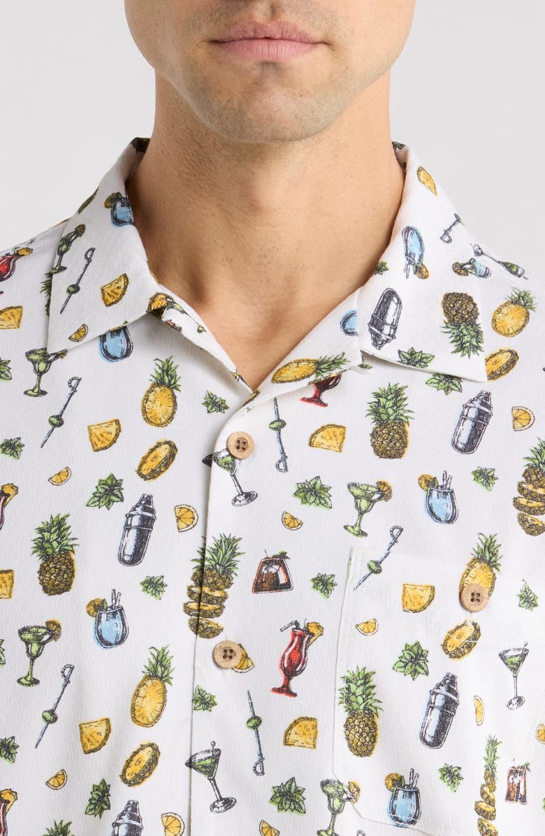 Tommy Bahama Coastal Ease Shake & Sip IslandZone<sup>®</sup> Short Sleeve Button-Up Shirt, Alternate, color, Light Sanddollar
