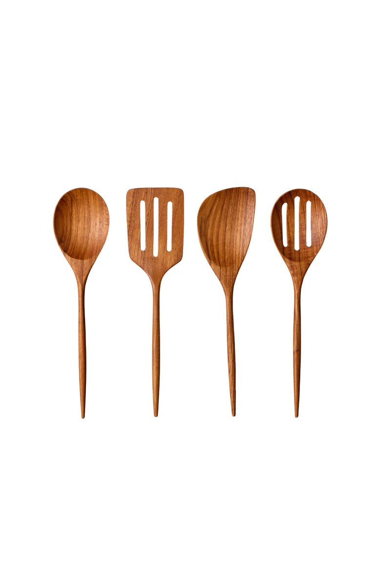 Be Home Padma Teak Mini Kitchen Utensils - Set of 4, Main, color, Teak