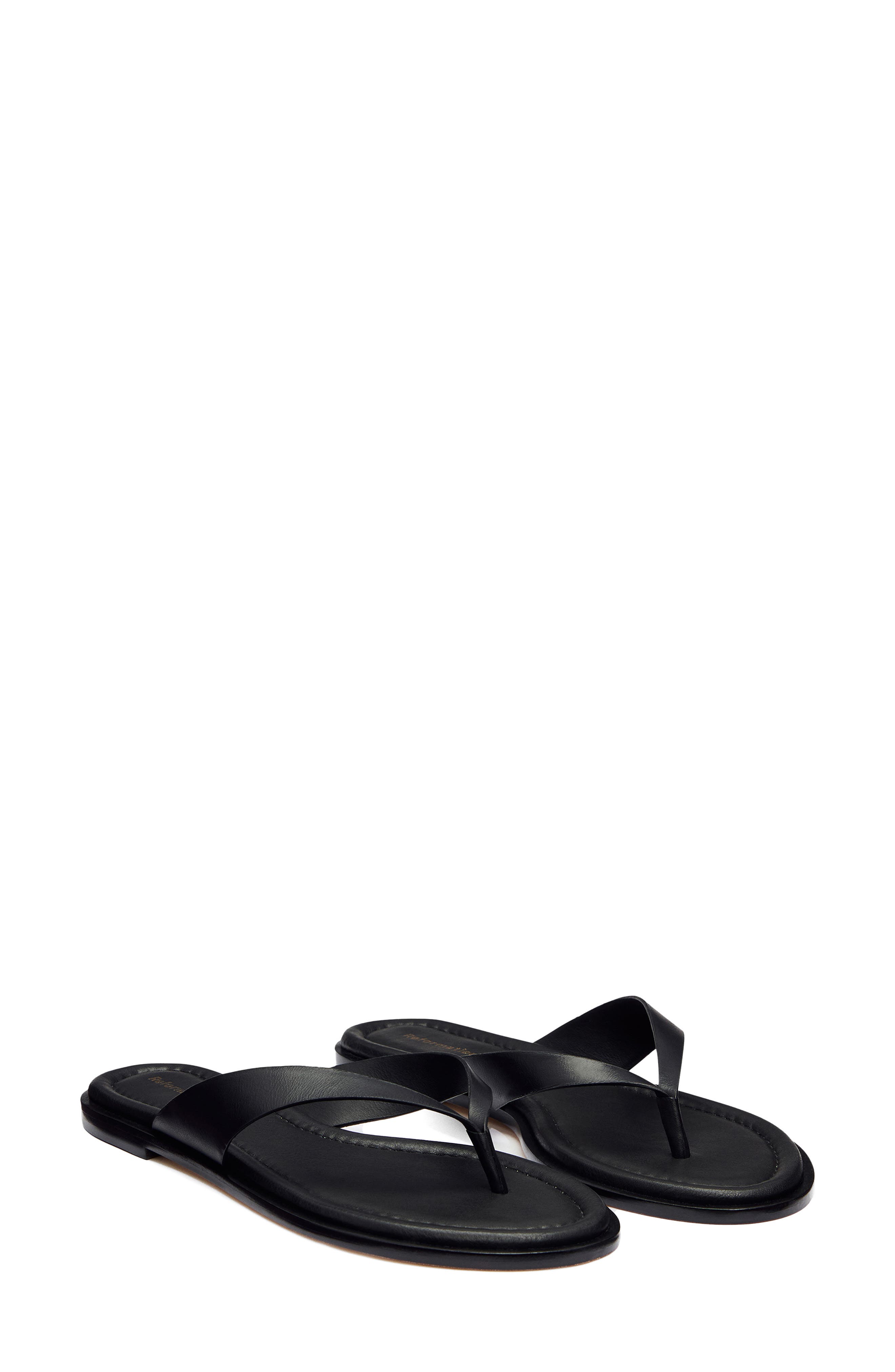 Reformation Jessie Flip Flop, Main, color, Black Leather