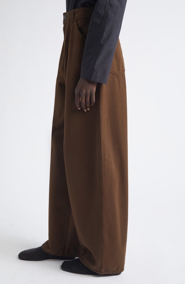 Lemaire High Waist Cotton Twill Wide Leg Pants, Alternate, color, Cacao