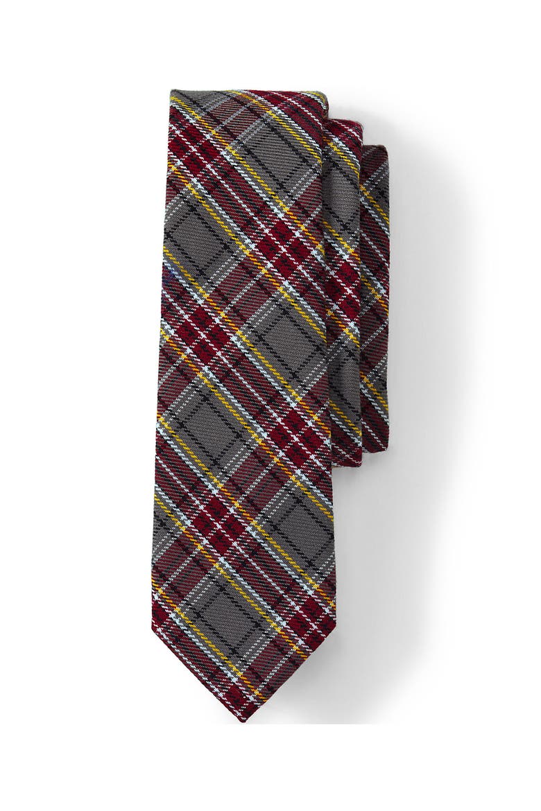 School Uniform Kids Plaid To Be Tied Tie, Main, color, Gray Heather/Maroon Plaid
