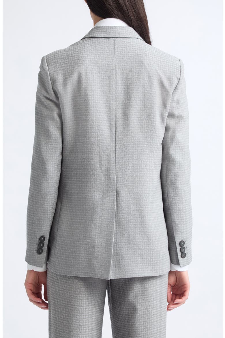 Structured Single Button Blazer, Alternate, color, ECRU/ BLACK