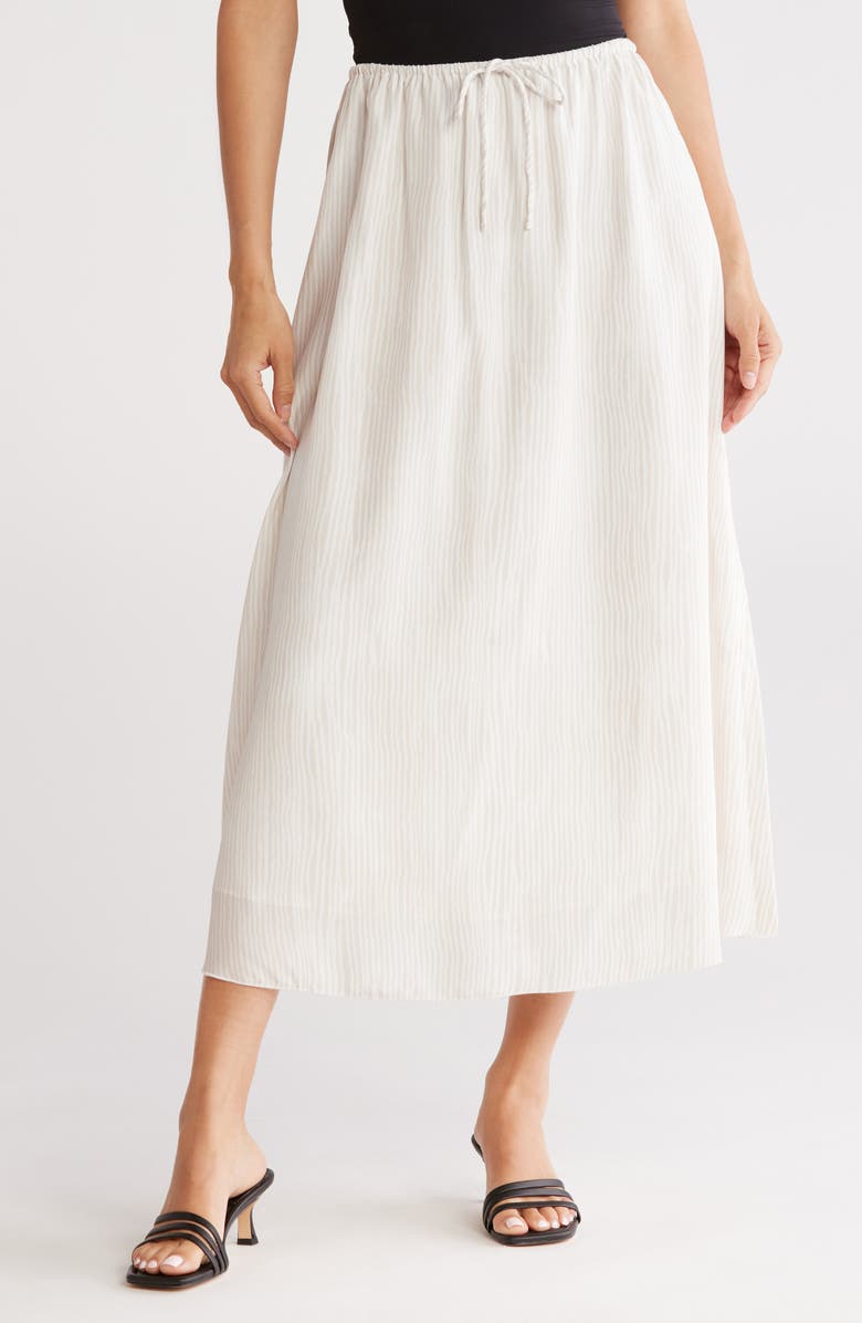 ATM Anthony Thomas Melillo Moiré Print Silk Maxi Skirt, Main, color, Beach Pebble Combo