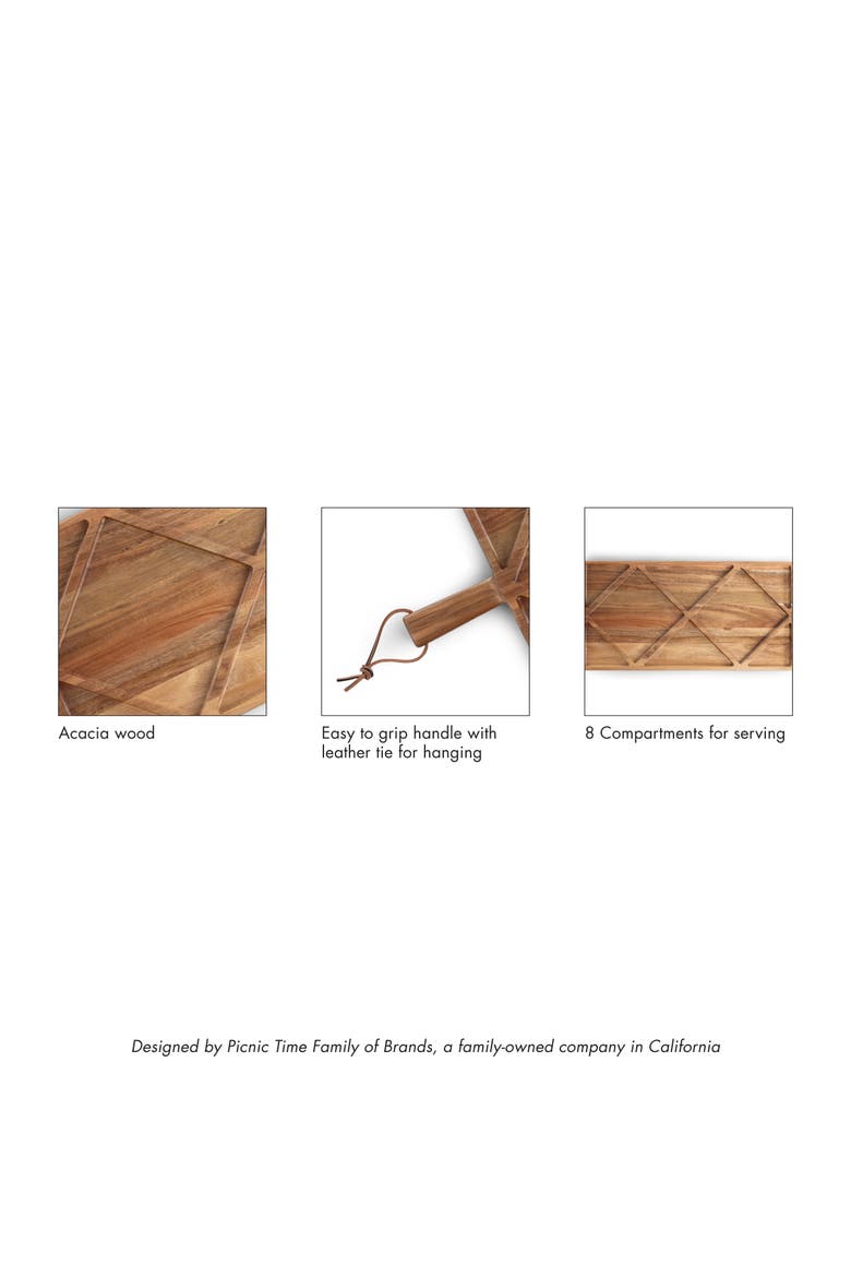 Acacia Grazing Charcuterie Sectioned Serving Board, Alternate, color, Acacia Wood