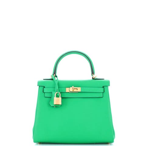 Kelly Handbag Green Swift with Gold Hardware 25