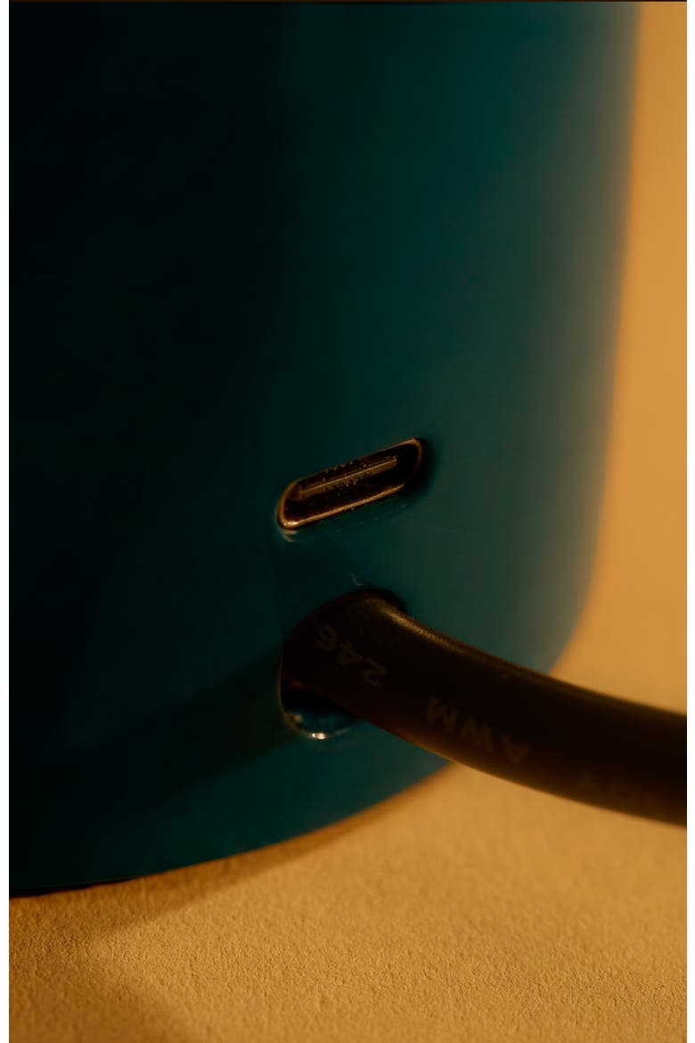 Vino 8" Curved LED Table Lamp with Globe Forsted Glass Shade and Phone Charging USB-C Port, Alternate, color, Teal