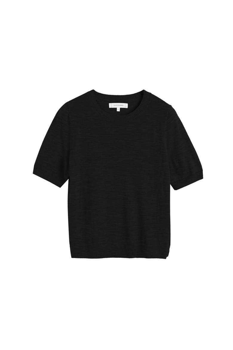 Pure Merino Wool Short Sleeve Tee, Alternate, color, Black