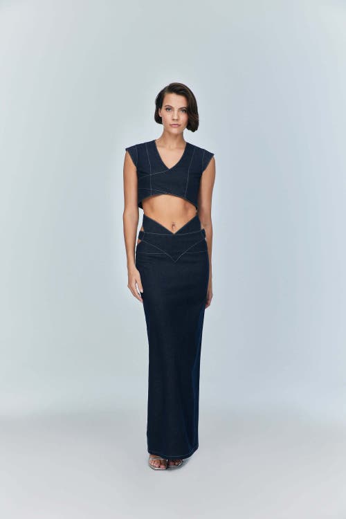 Jendue Us Vonk Crop Denim Top In Blue