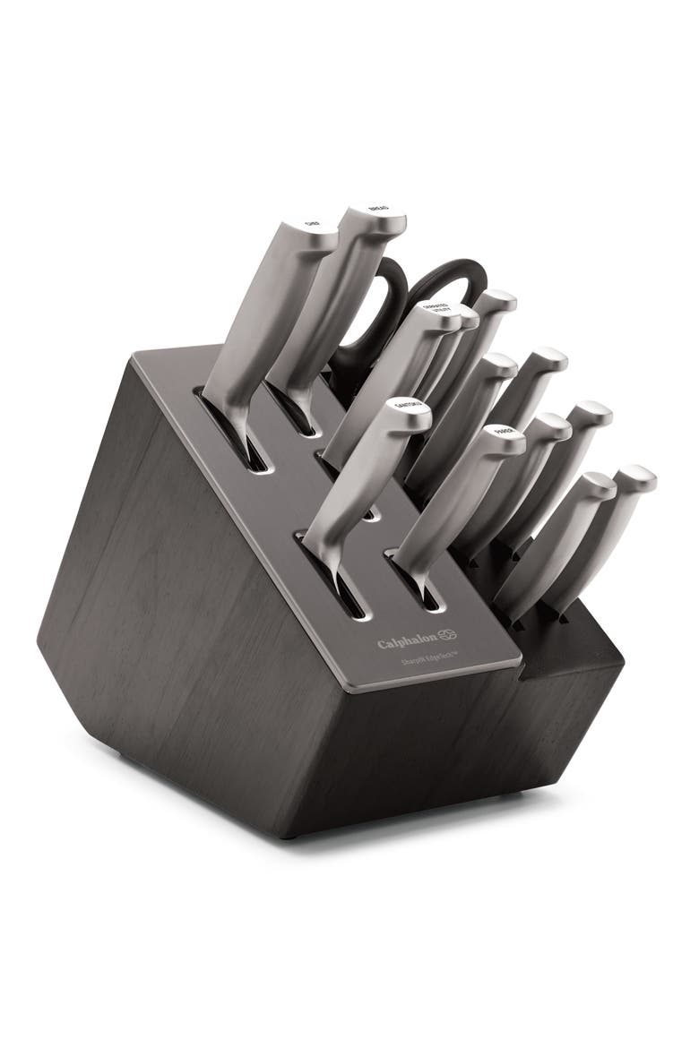 Premier SharpIN Edgetech™ 15-Piece Stainless Steel Knife Block Set, Main, color, STAINLESS STEEL