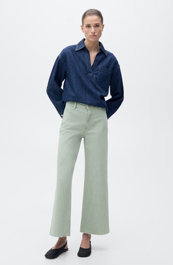Catherin Raw Hem High Waist Culotte Jeans