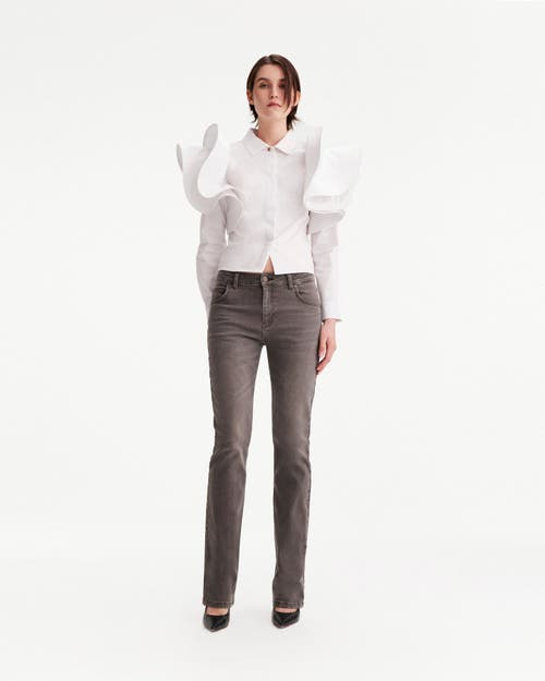 Theo The Label Thallo Ruffle Shoulder Shirt In Ivory