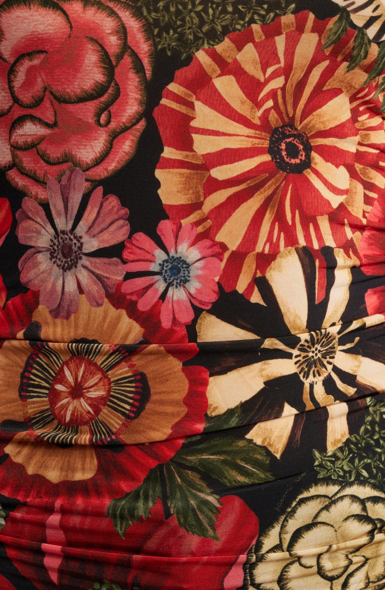 FARM Rio Flowershop Long Sleeve Mock Neck Jersey Top, Alternate, color, Black