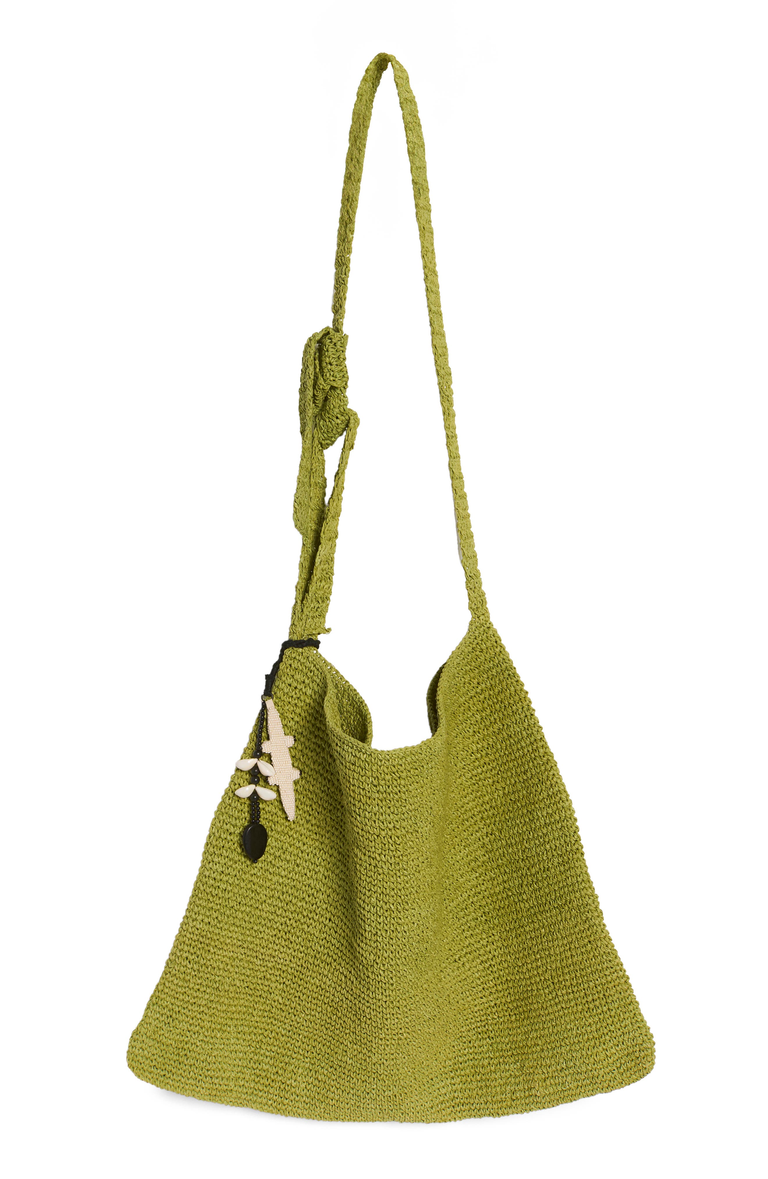 Free People Coastal Crush Straw Tote, Main, color, Matcha