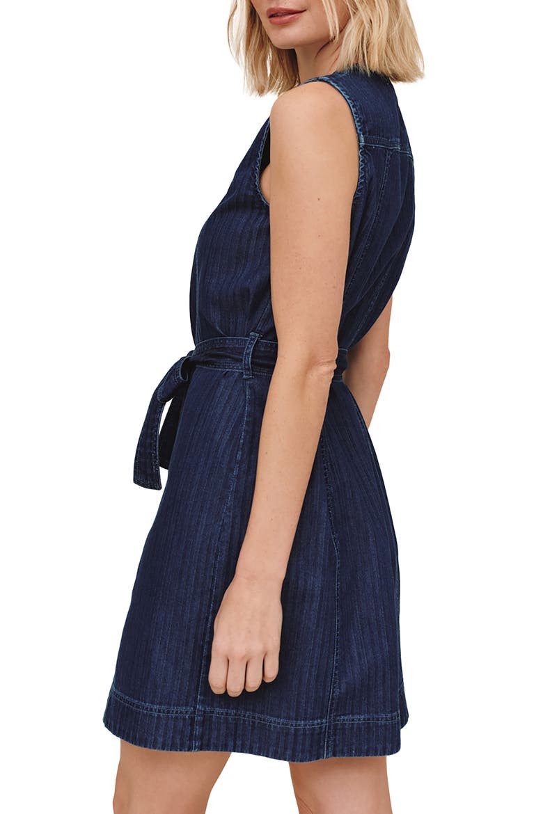 Seamed Sleeveless Denim Minidress, Alternate, color, HERRINGBONE WASH