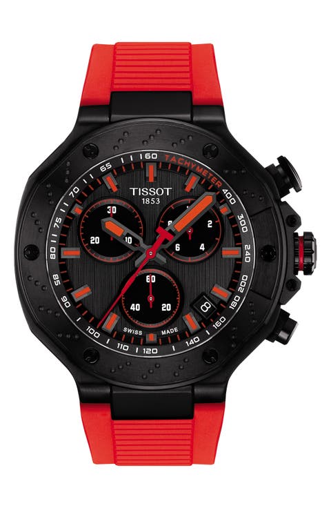 T-Race Chronograph Silicone Strap Watch, 45mm