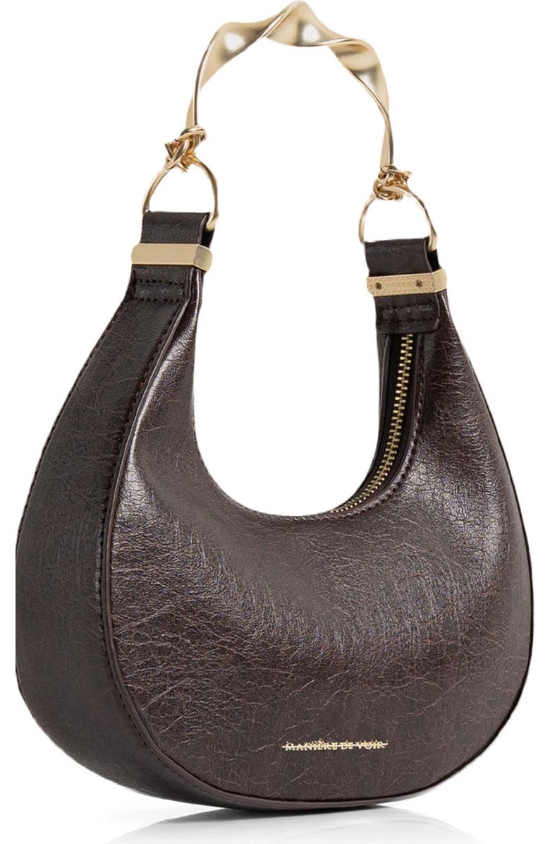 Manière De Voir Sadie Sculpted Leather Crescent Bag, Alternate, color, Brown