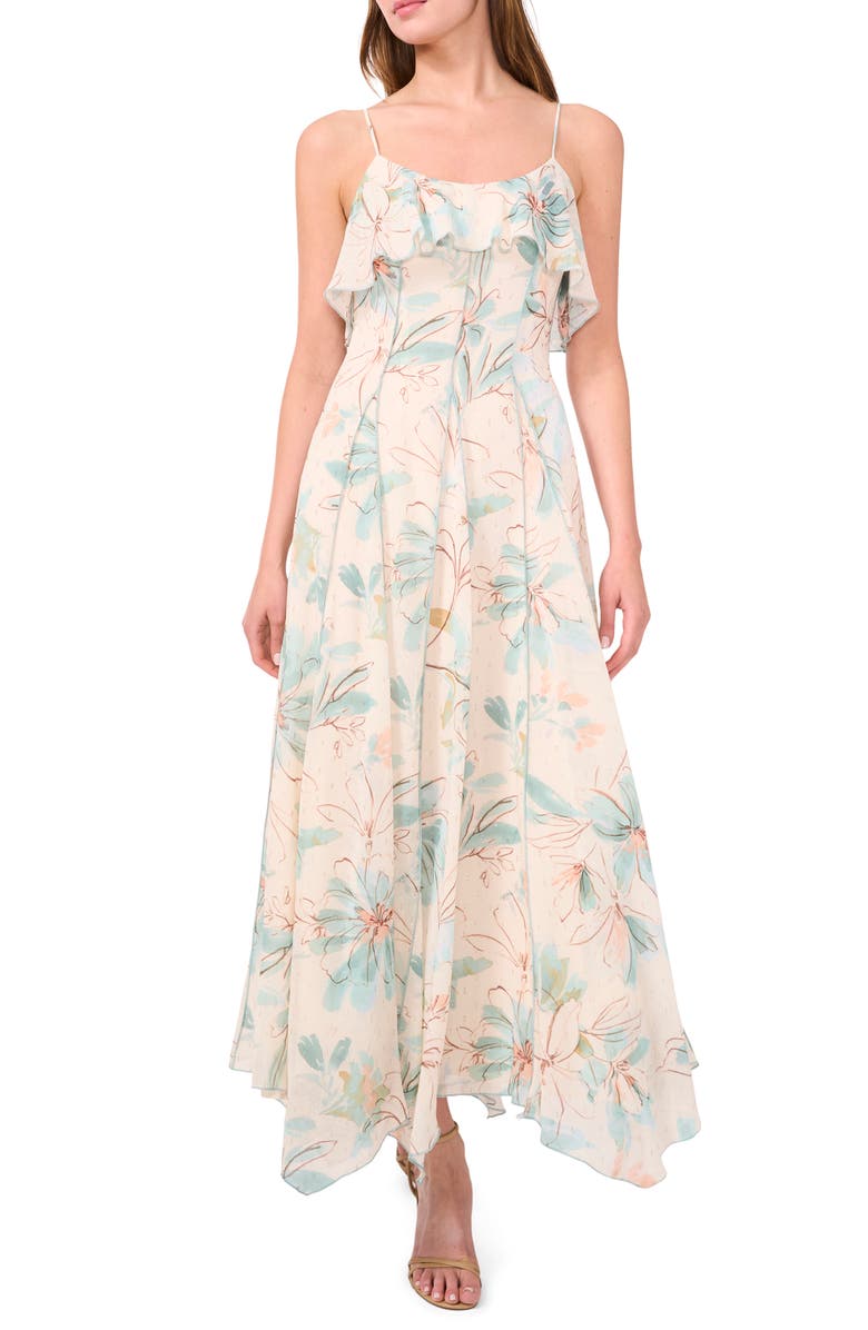 Parker The Haiden Floral Ruffle Maxi Dress, Main, color, Robins Egg