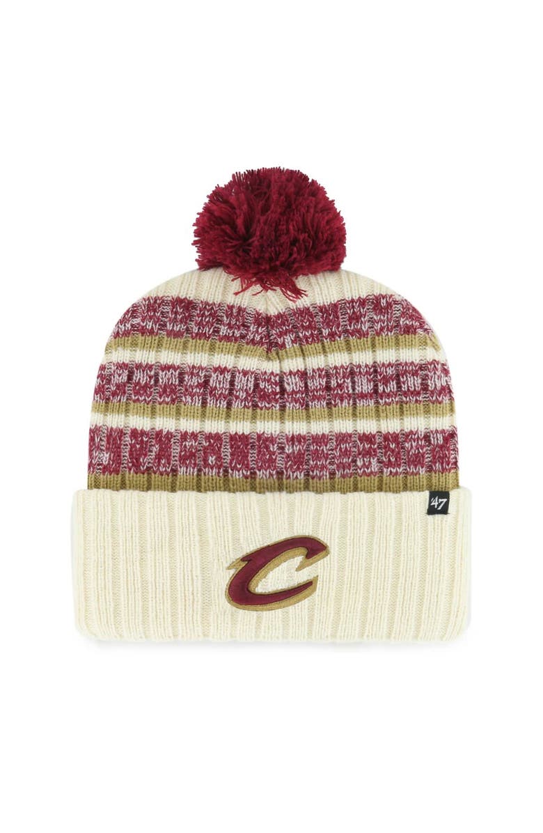 '47 Men's '47 Cream Cleveland Cavaliers Tavern Cuffed Knit Hat with Pom, Main, color,