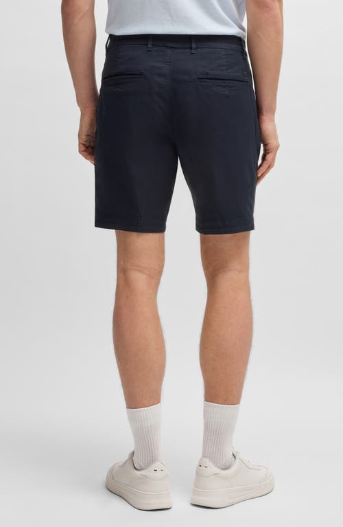Hugo Boss Boss Slice Stretch Cotton Shorts In Dark Blue