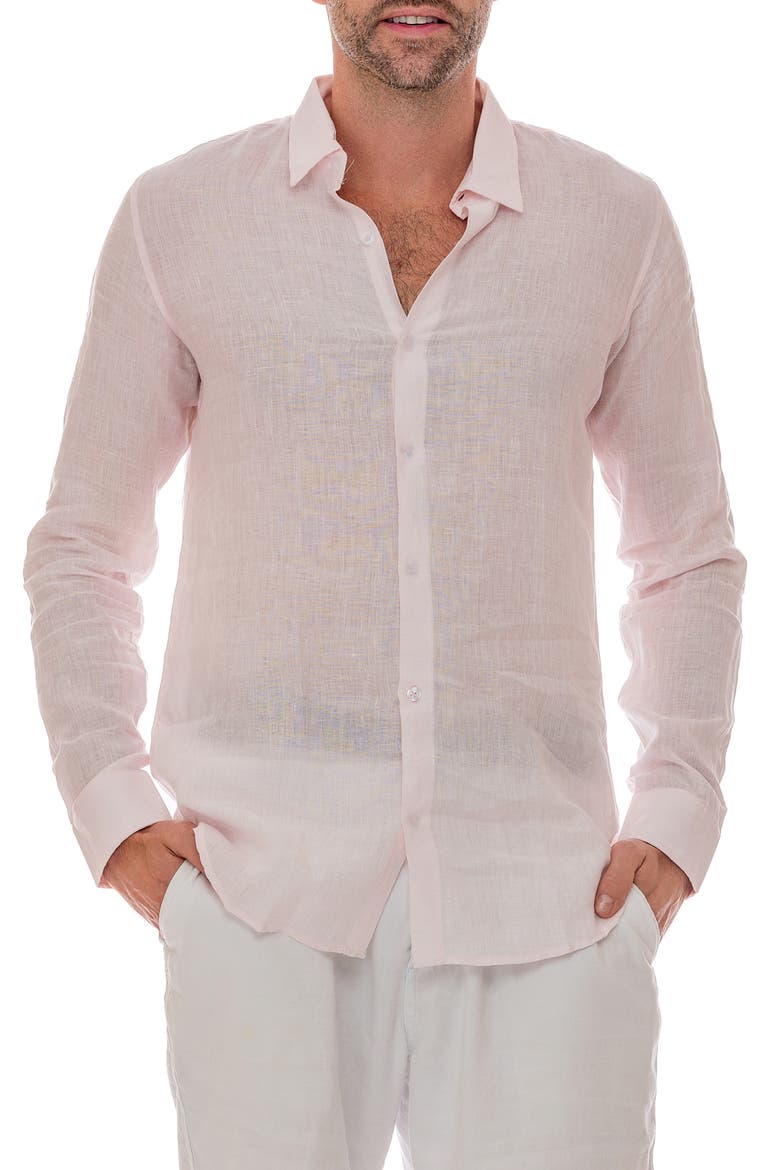 Linen Resort Button-Up Shirt, Main, color, BABY PINK