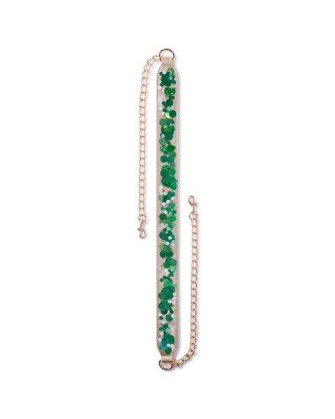 Packed Party Green with Envy Confetti Adjustable Belt Bag Strap - 48-Inch Gold Chain with Green Confetti Vegan Leather for Cooper and Stadium Clear Bags