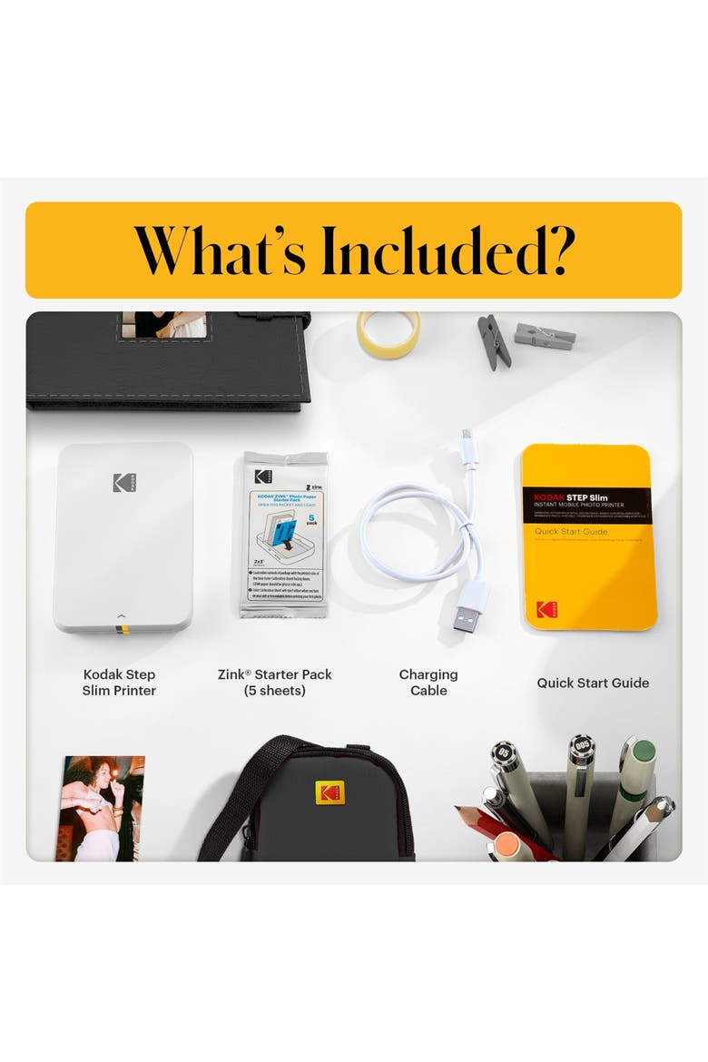 Step Slim Mobile Color Instant Photo Printer 2x3, Compatible with iOS and Android, Alternate, color, White