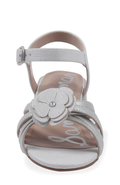 Sam Edelman Kids' Calla Floral Ankle Strap Sandal In Silver