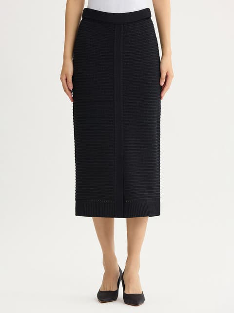 Straight Monochromatic Ottoman Knit Maxi Skirt