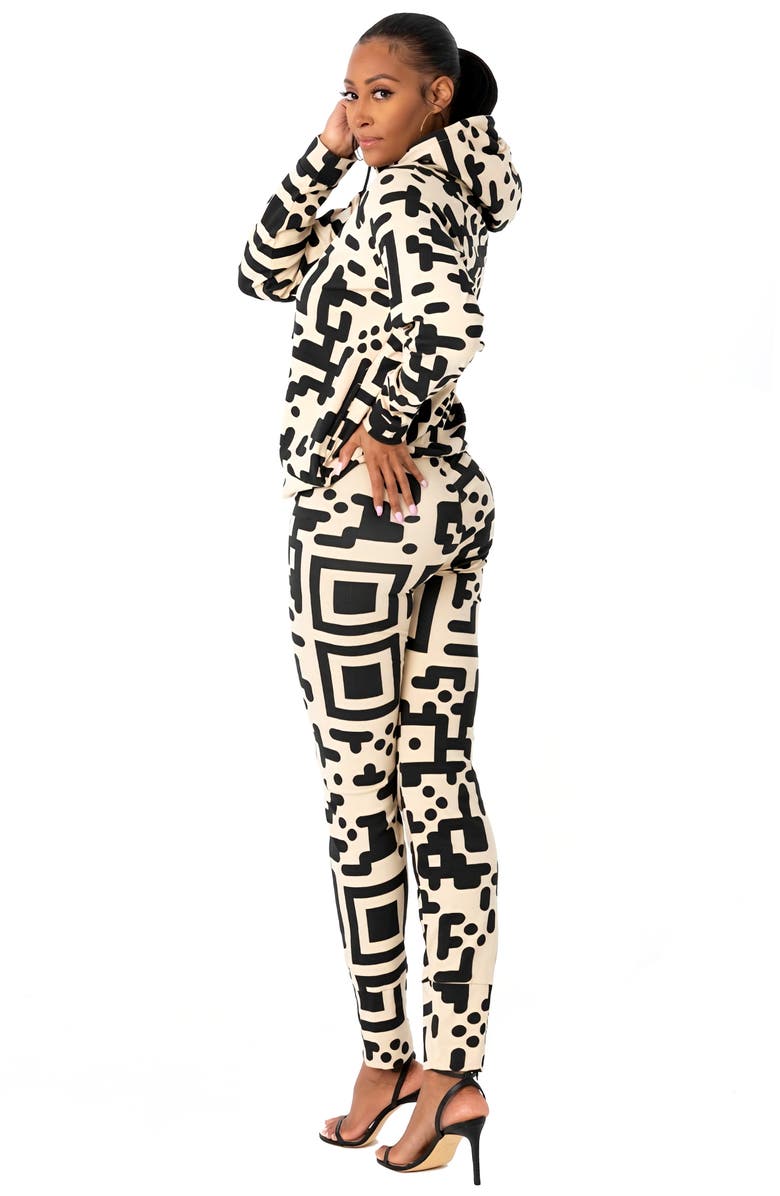 Dai Moda QR Code Print Modal Blend Hoodie, Alternate, color, Cream