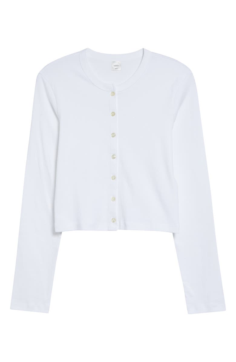 LESET Nando Button-Up Crewneck Cardigan, Main, color, White