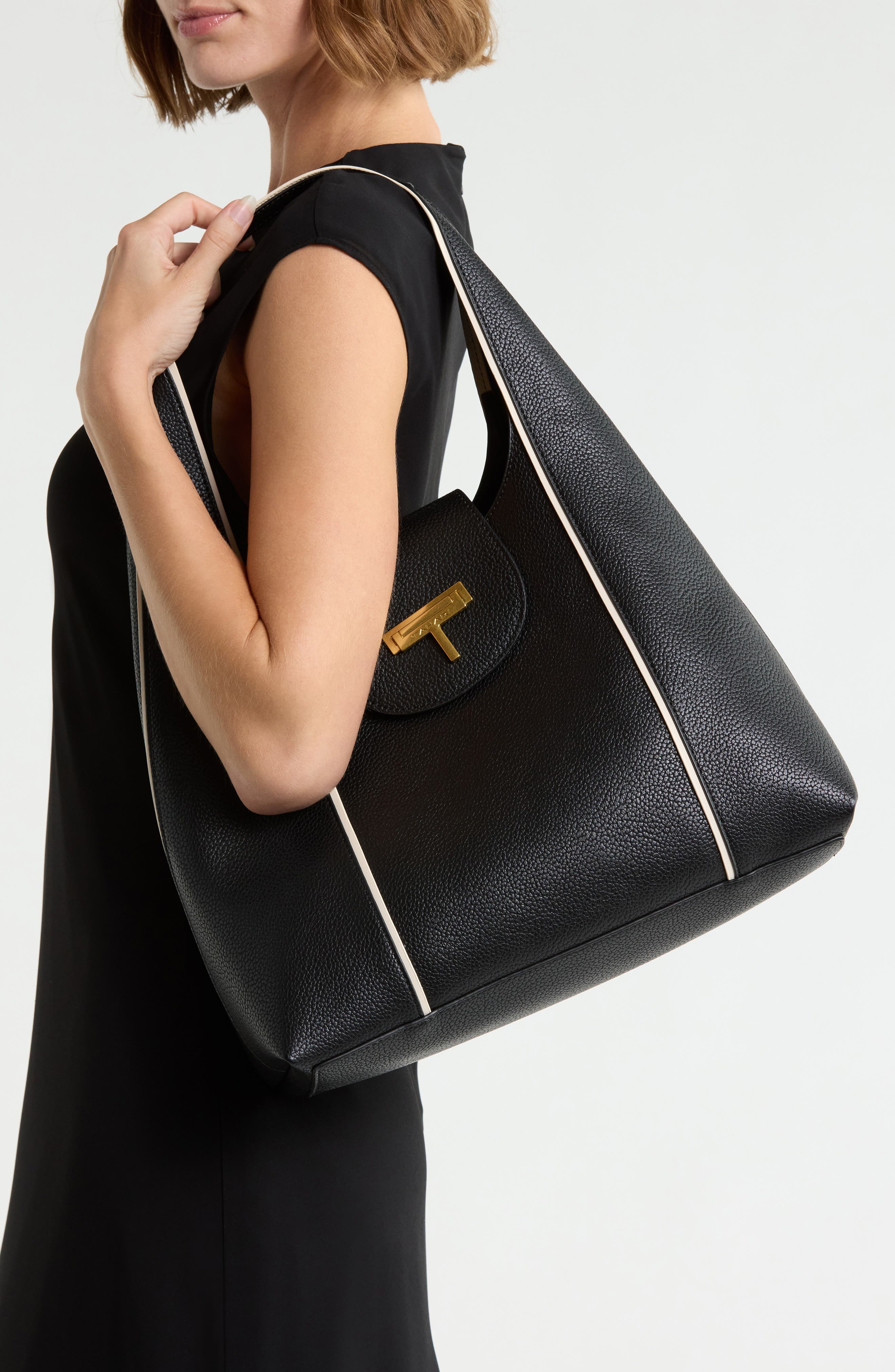 Alesia Faux Leather Hobo Bag, Alternate, color, BLACK