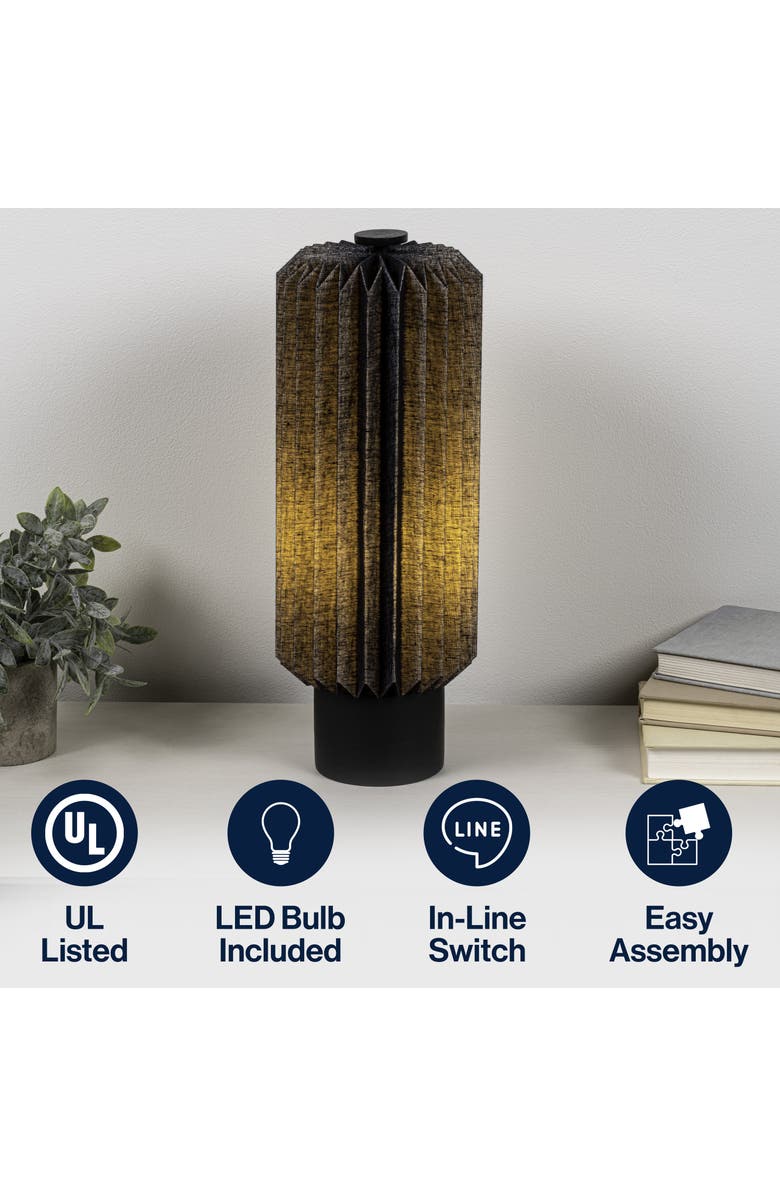 JONATHAN Y Banks Modern Minimalist Paper Pleated Column Accent LED Table Lamp, Alternate, color, Black