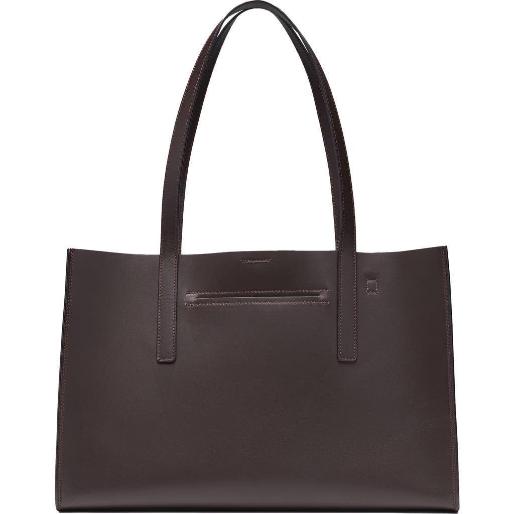 HYER GOODS Luxe Doubleface Leather Laptop Tote Bag in Dark Chocolate  product