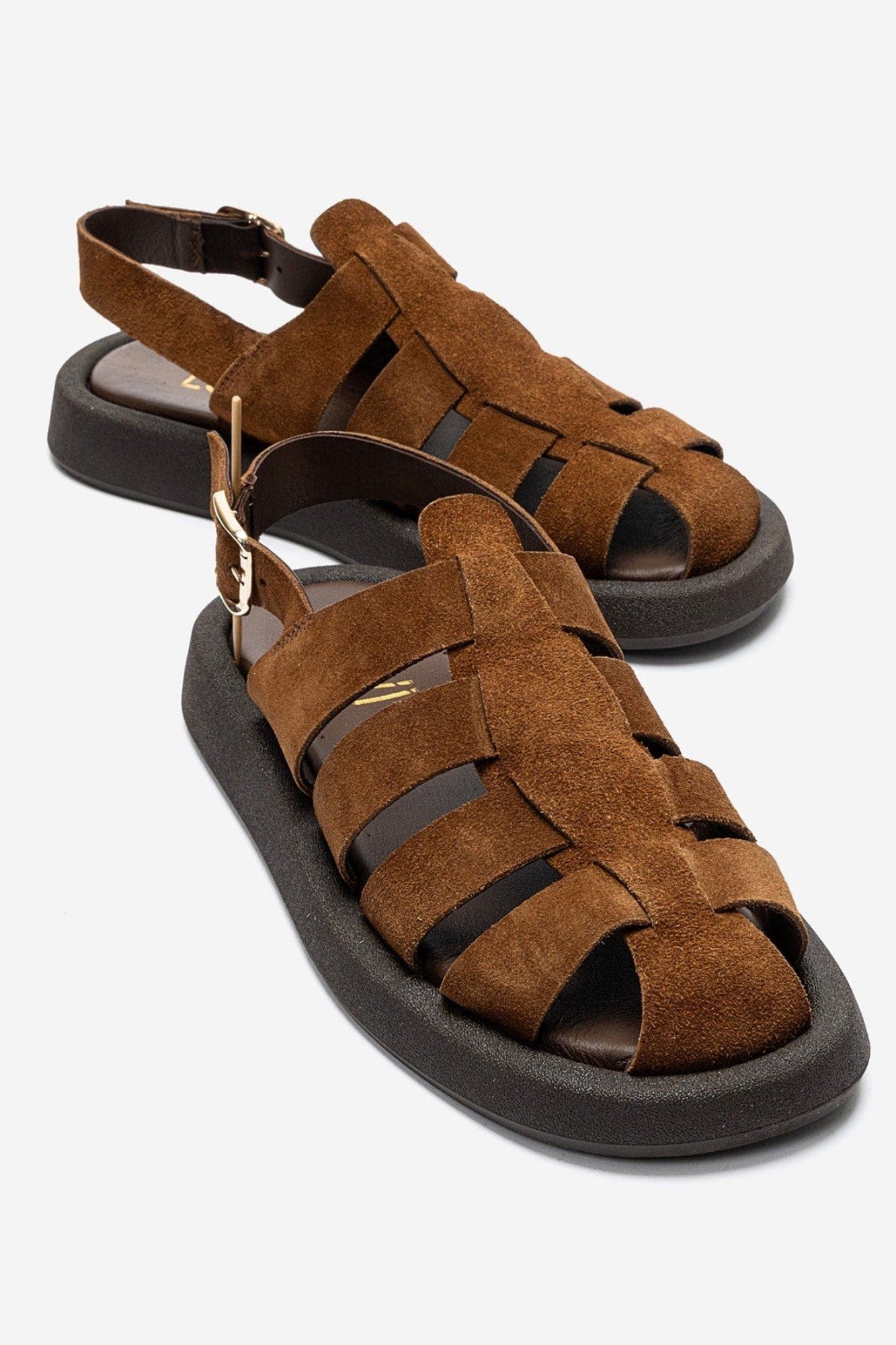 Joura Leather Sandal, Main, color, Mocha Suede